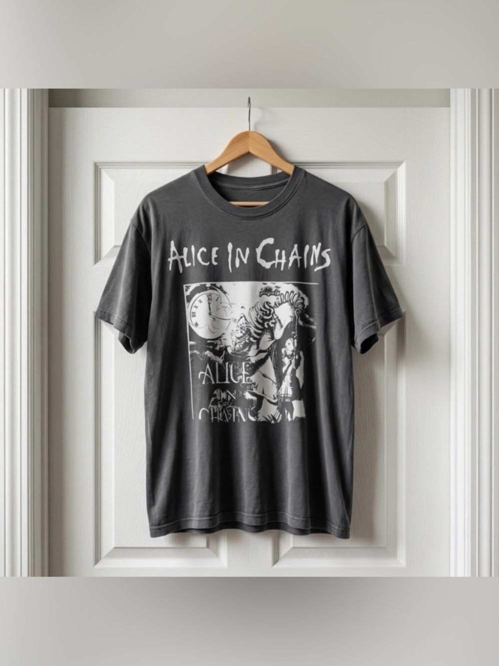 90s Rare Alice In Chains Band Short Sleeve Unisex T-Shirt Black